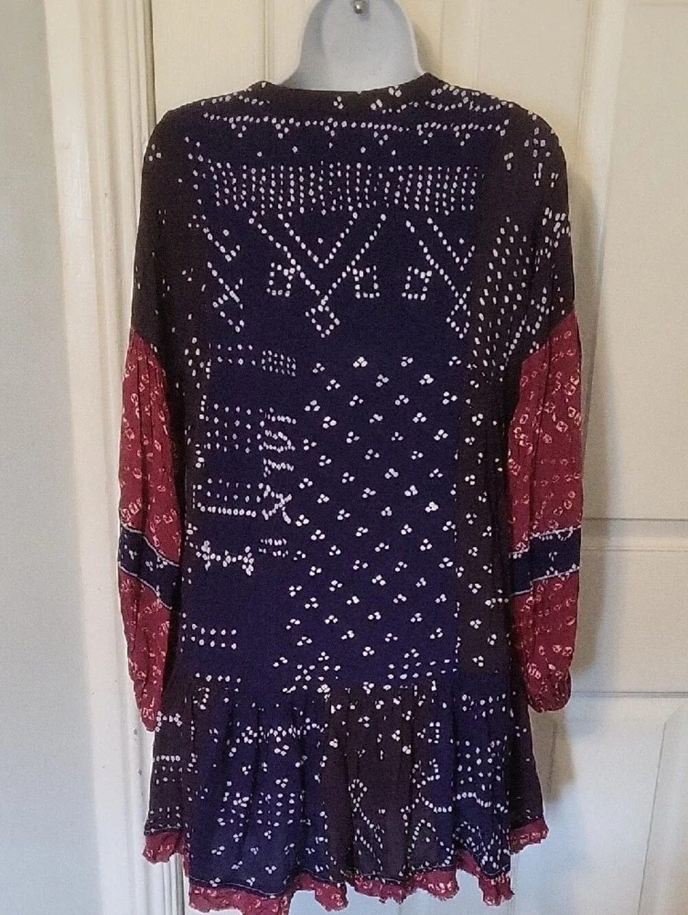 Free People Boho Shibory Tunic Shirtdress Indigo Combo XS - Picture 13 of 16
